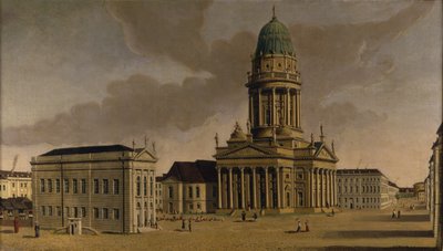 Der Gendarmenmarkt mit dem Französischen Schauspielhaus und dem Dom, Berlin, 1788 von Karl Friedrich Fechhelm